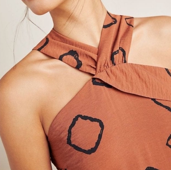 Anthropologie Eva Franco Terracotta Geometric Jumpsuit Size 6 - Picture 2 of 8